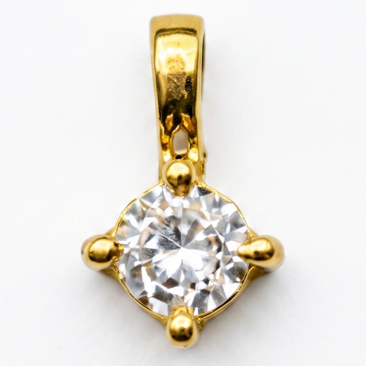Solid 14K Gold Birthstone Necklace, 4mm Small Dainty Round Crystal Charm Pendant for Women, Personalized Real Gold Birthday Gift for Her