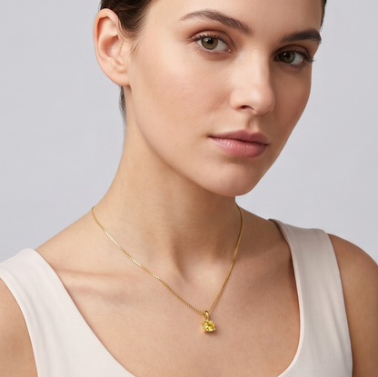 Solid 14K Gold Birthstone Necklace, 5mm Round Plain Charm Pendant for Women, Personalized Real Gold Birthday Gift for Her Stackable