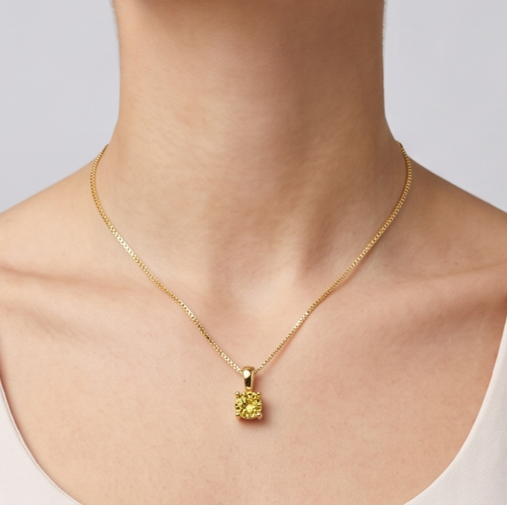 Solid 14K Gold Birthstone Necklace, 5mm Round Plain Charm Pendant for Women, Personalized Real Gold Birthday Gift for Her Stackable