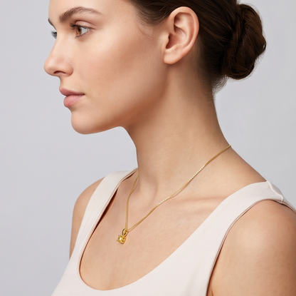 Solid 14K Gold Birthstone Necklace, 5mm Round Plain Charm Pendant for Women, Personalized Real Gold Birthday Gift for Her Stackable