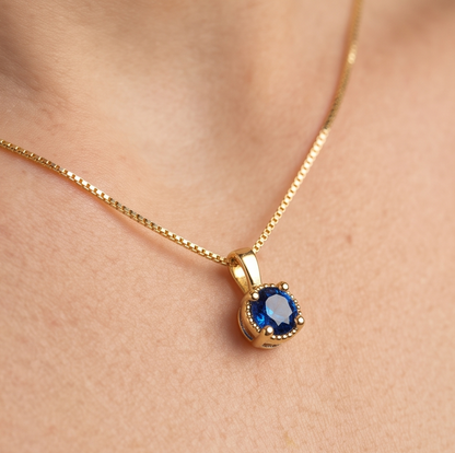 Solid 14K Gold Birthstone Pendant, 5mm Small Dainty Round Milgrain Beaded Charm for Women, Personalized Real Gold Birthday Gift for Her Stackable