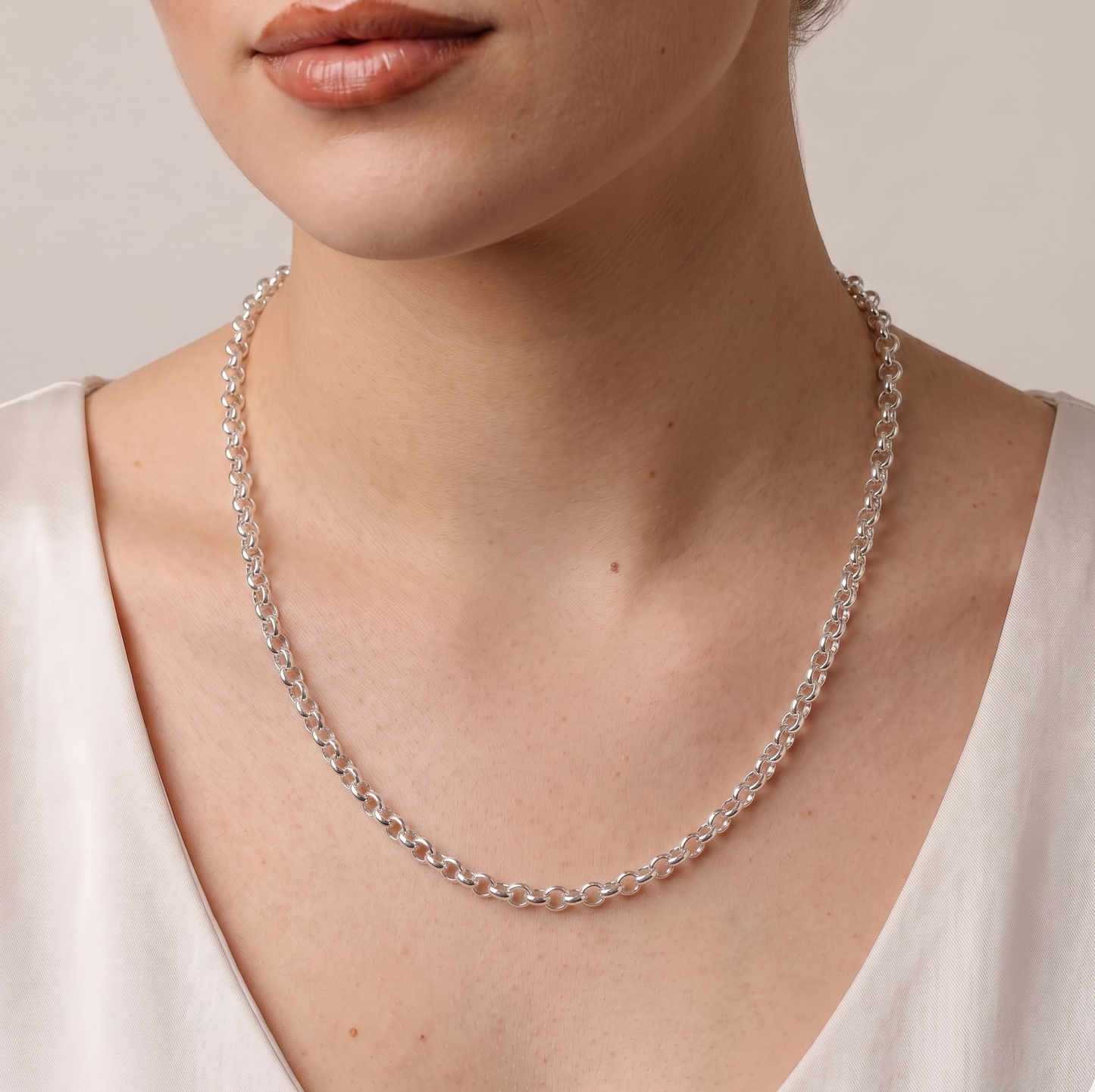 Solid 925 Sterling High Polish Silver Rolo Link Necklace, Solid Premium Heavy Duty Belcher Cable Link, Custom Length Everyday Fine Jewelry
