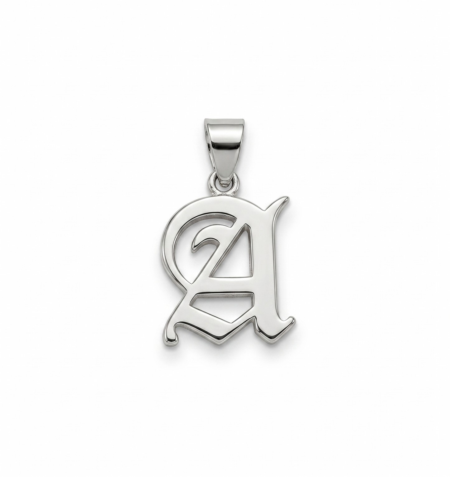 Gothic Old English Initial Necklace 925 Sterling Silver, Sand-Blasted Textured Custom Letter Pendant, Edgy Monogram Gift