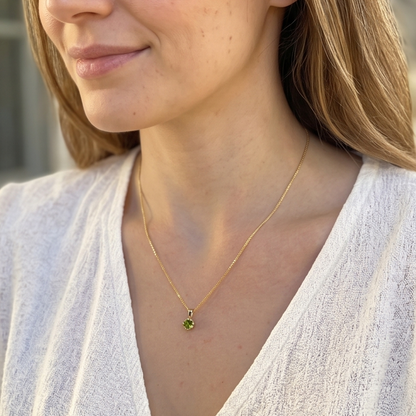 Solid 14K Gold Birthstone Pendant, 5mm Small Dainty Round Milgrain Beaded Charm for Women, Personalized Real Gold Birthday Gift for Her Stackable