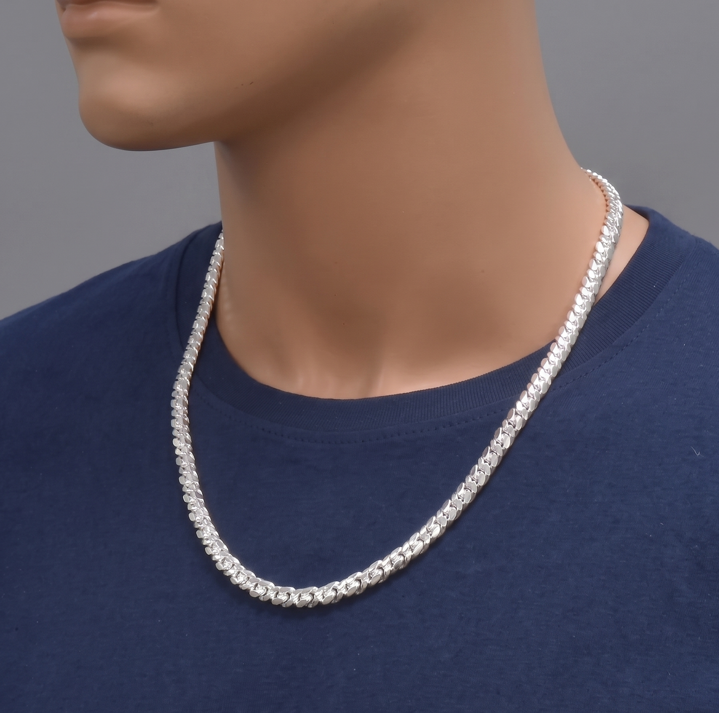 Solid 925 Sterling Silver Dollar Sign Curb Chain, Textured Flat Money Motif Link Necklace for Men & Women Custom Length Hip Hop Fine Jewelry