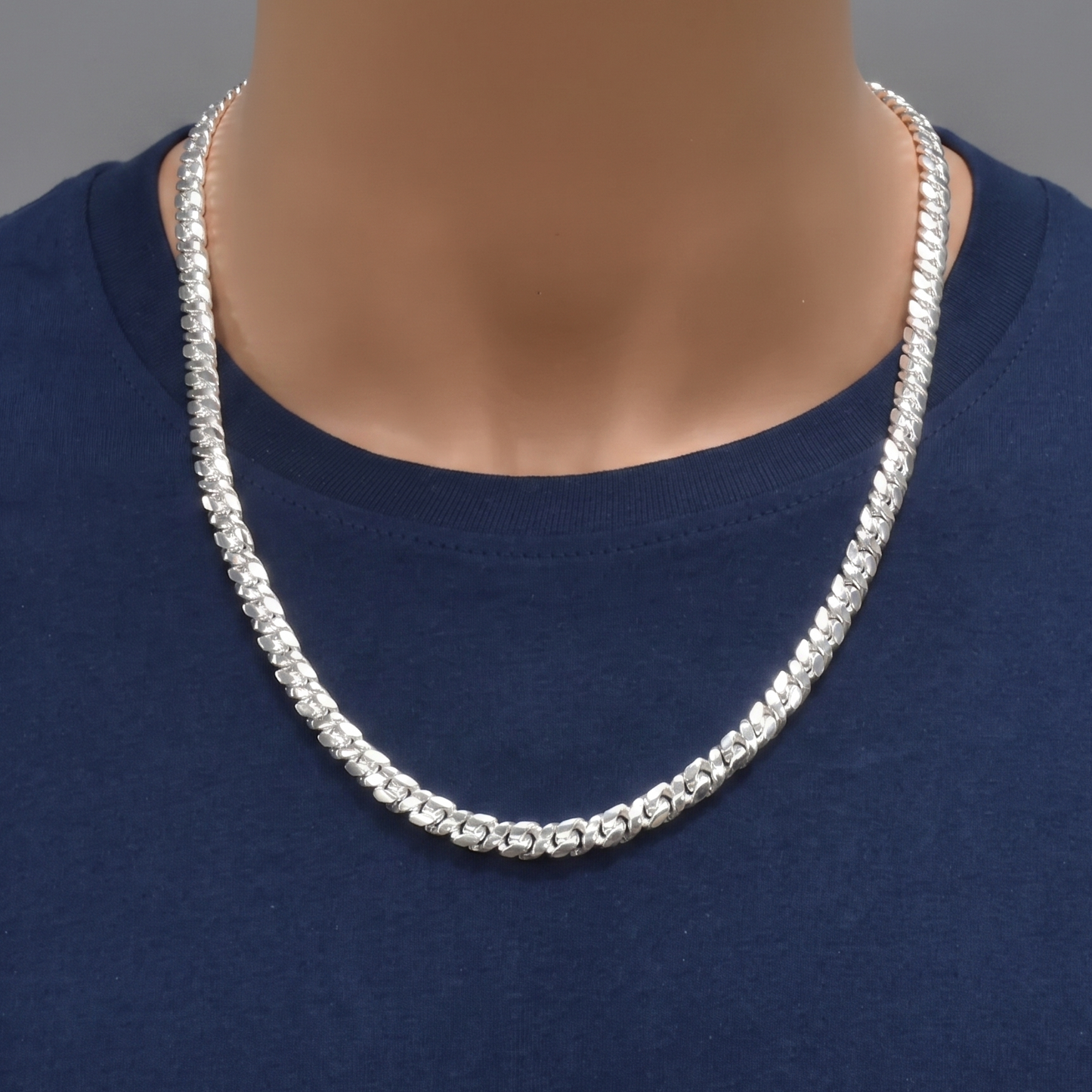 Solid 925 Sterling Silver Dollar Sign Curb Chain, Textured Flat Money Motif Link Necklace for Men & Women Custom Length Hip Hop Fine Jewelry