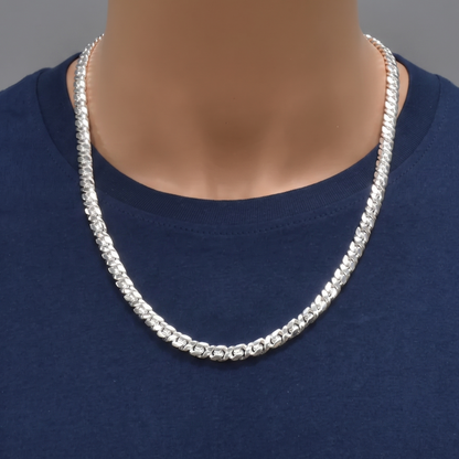 Solid 925 Sterling Silver Dollar Sign Curb Chain, Textured Flat Money Motif Link Necklace for Men & Women Custom Length Hip Hop Fine Jewelry