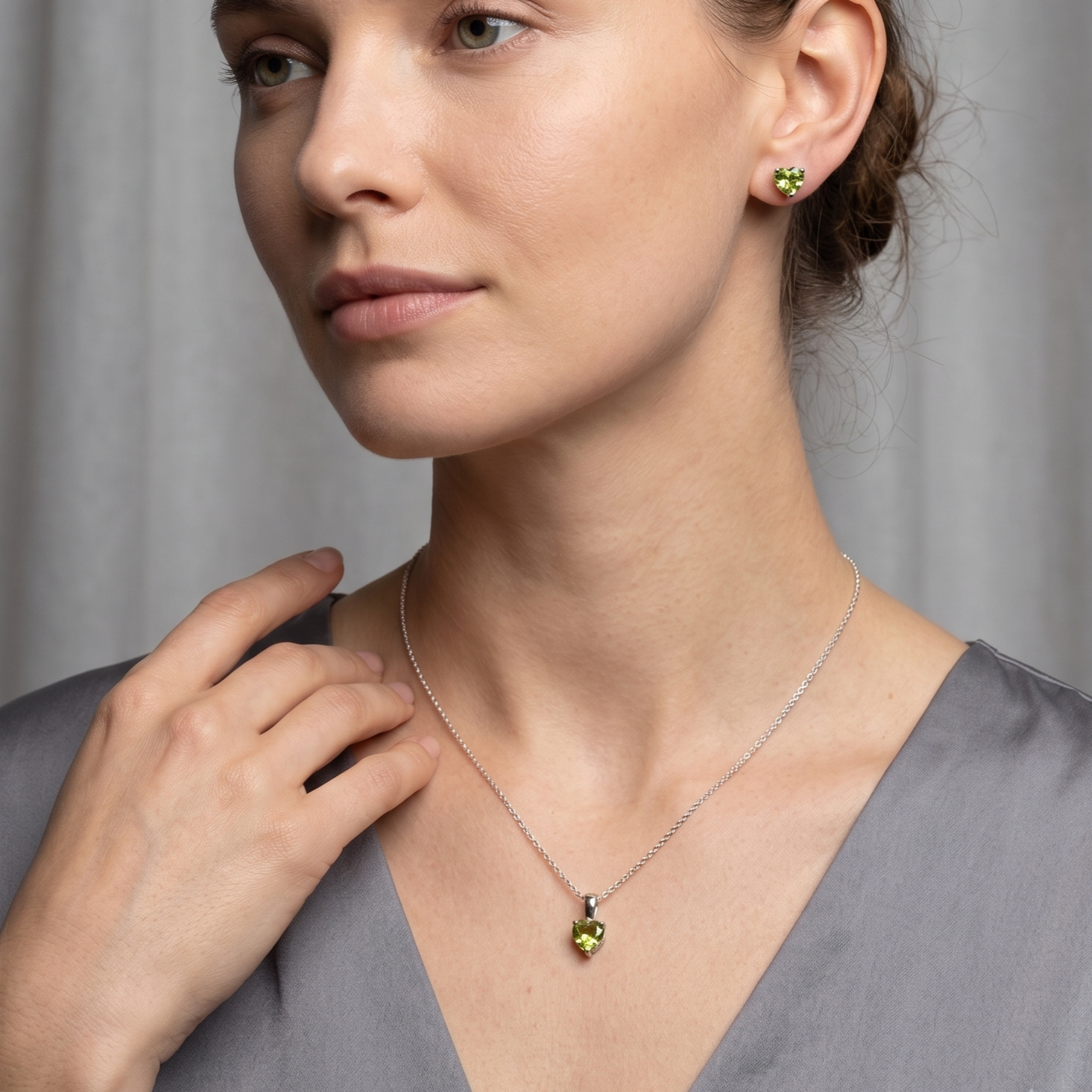 Solid 14K Gold Heart Birthstone Pendant, 925 Sterling Silver 4mm Small Dainty Charm Necklace for Women, Personalized Gift for Her Stackable