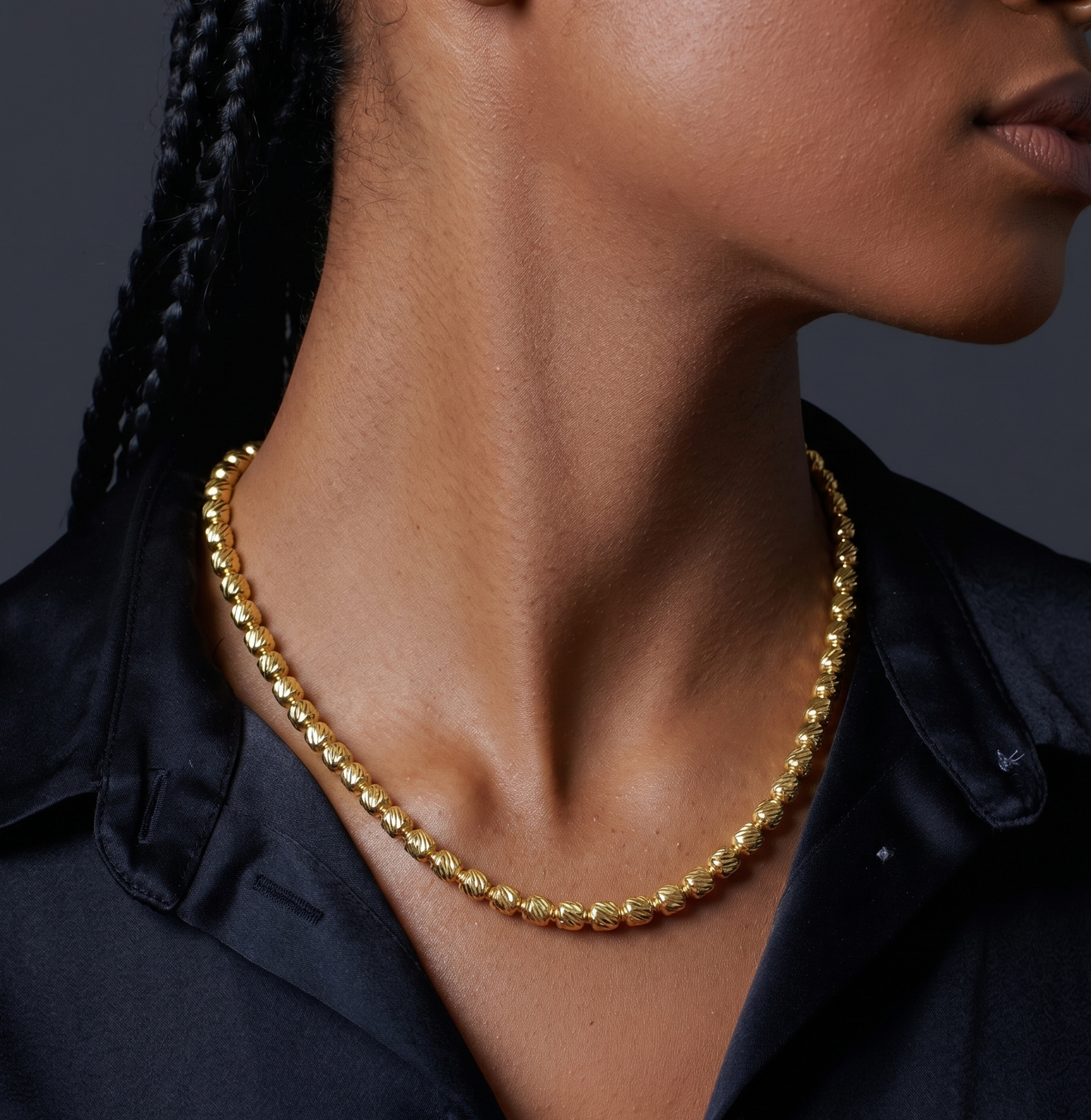 Solid 925 Sterling Silver 5mm Barrel Moon Cut Chain, 14K Gold Plated Diamond Cut Bead Necklace, Heavy Sparkly Ball Chain for Men & Women