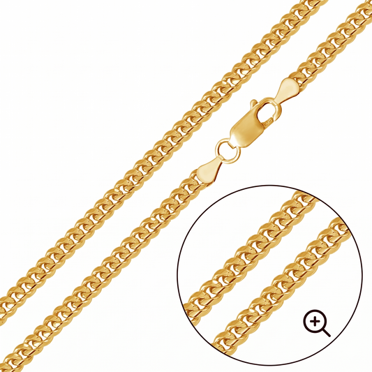Solid 925 Sterling Solid Silver Miami Cuban Chain, 14K Gold Plated Heavy Curb Link Necklace, Lobster Lock Thick Chain 1.9mm to 7mm