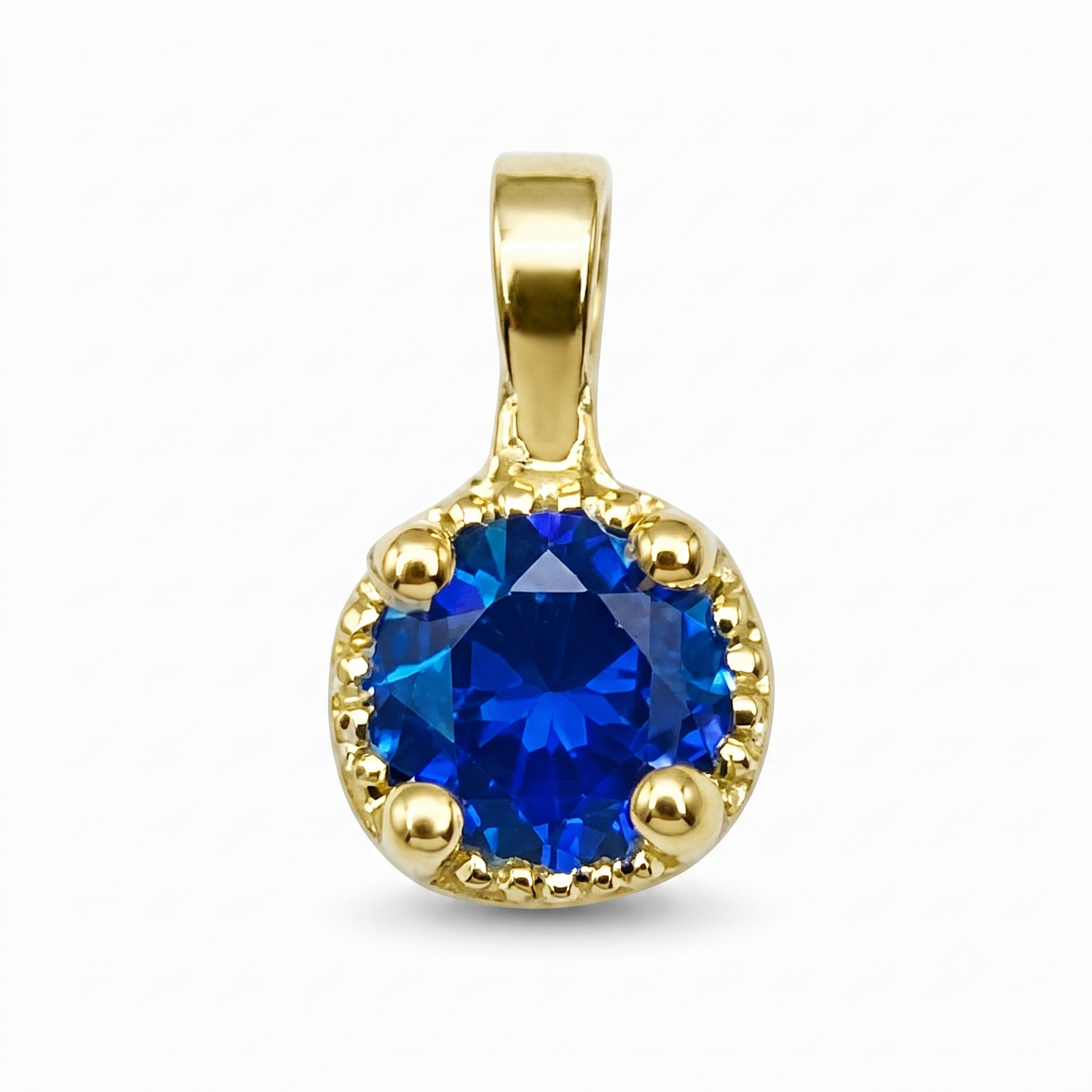Solid 14K Gold Birthstone Pendant, 5mm Small Dainty Round Milgrain Beaded Charm for Women, Personalized Real Gold Birthday Gift for Her Stackable