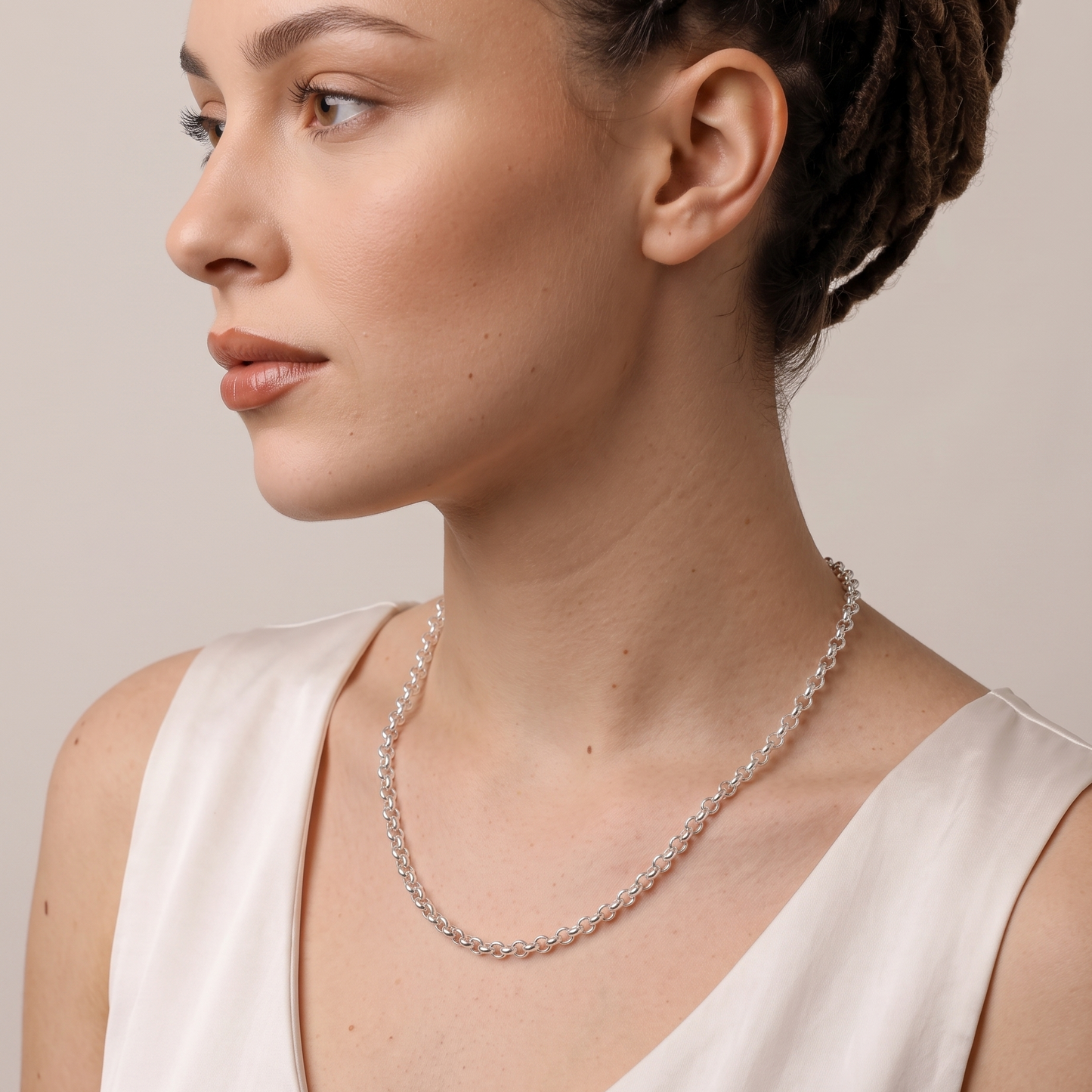 Solid 925 Sterling High Polish Silver Rolo Link Necklace, Solid Premium Heavy Duty Belcher Cable Link, Custom Length Everyday Fine Jewelry