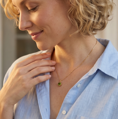 Solid 14K Gold Birthstone Pendant, 6mm Large Round Grain Fancy Beaded Charm for Women, Personalized Real Gold Birthday Gift for Her Stackable