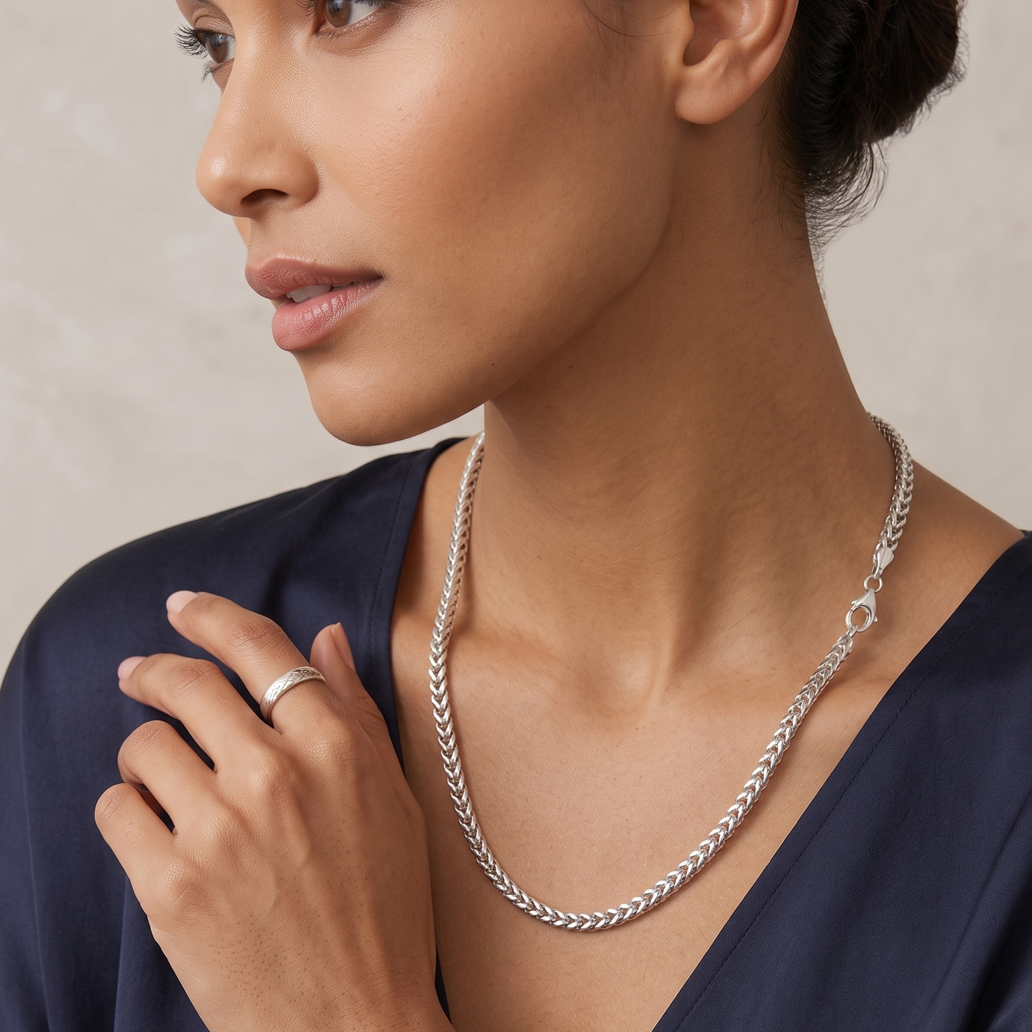 Solid 925 Sterling Silver Square Franco Chain, Men's and Women's Foxtail Link Necklace, Heavy Pendant Chain, Custom Length Jewelry