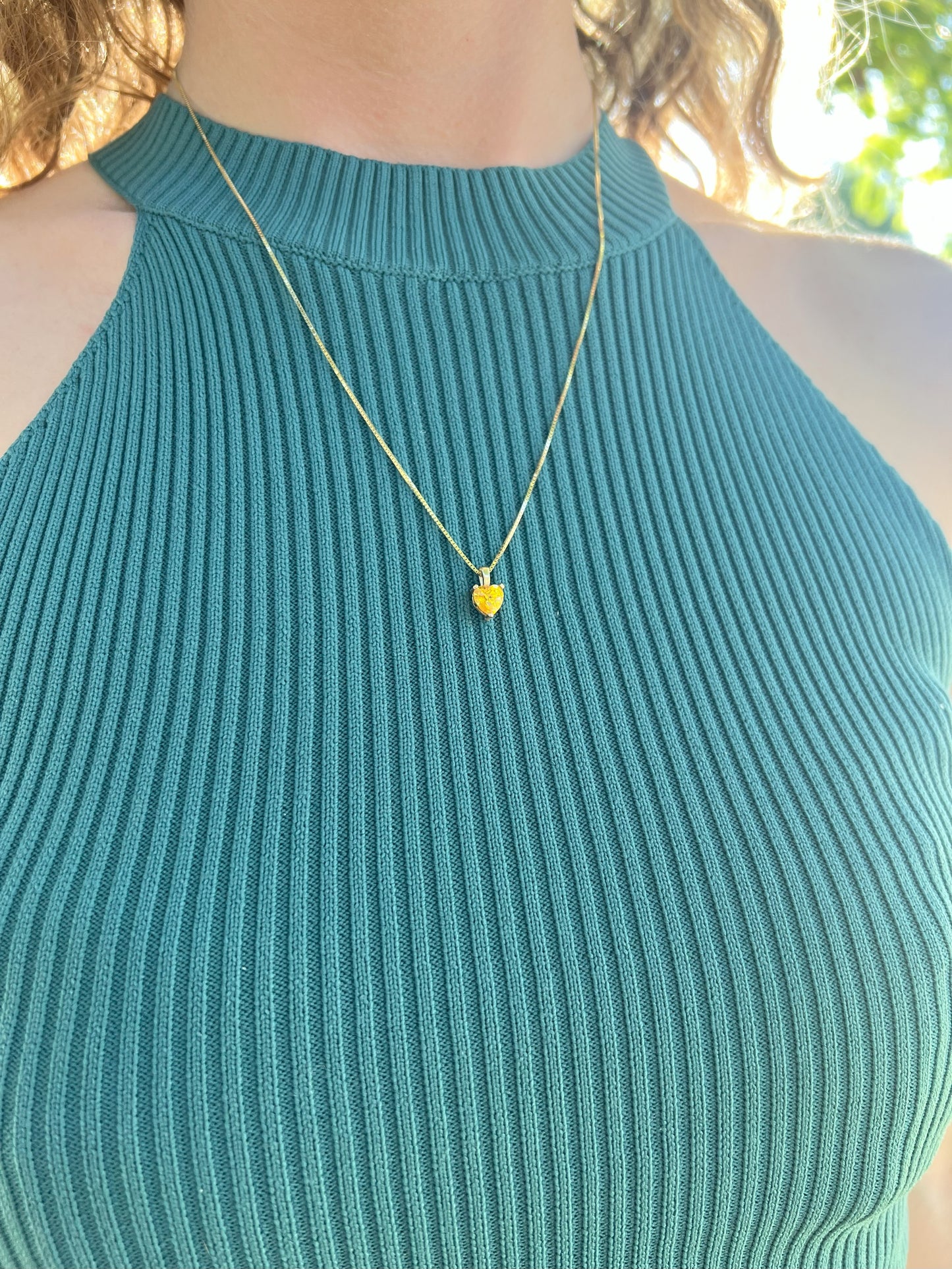 Solid 14K Gold Heart Birthstone Pendant, 925 Sterling Silver 4mm Small Dainty Charm Necklace for Women, Personalized Gift for Her Stackable