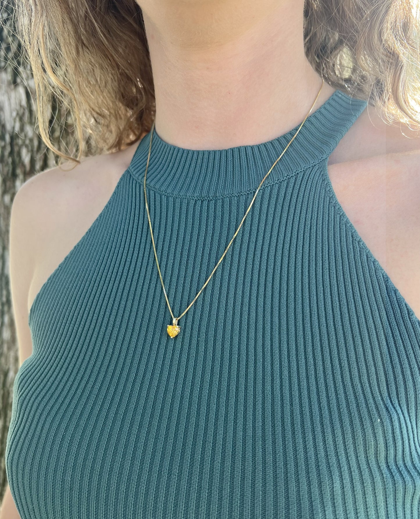 Solid 14K Gold Heart Birthstone Pendant, 925 Sterling Silver 4mm Small Dainty Charm Necklace for Women, Personalized Gift for Her Stackable