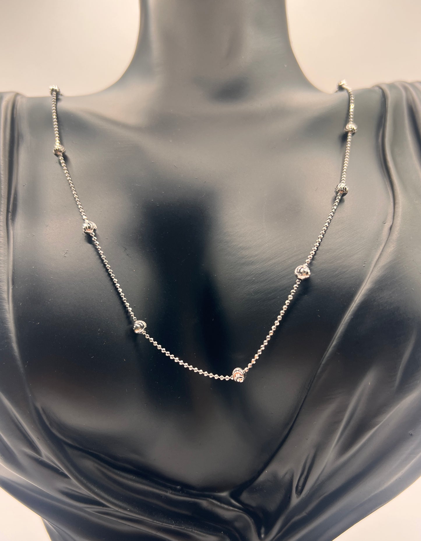 Solid 925 Sterling Silver Moon Cut Bead Chain, Alternating Ball Necklace for Men and Women, 14K Gold Plated or Rhodium Finished