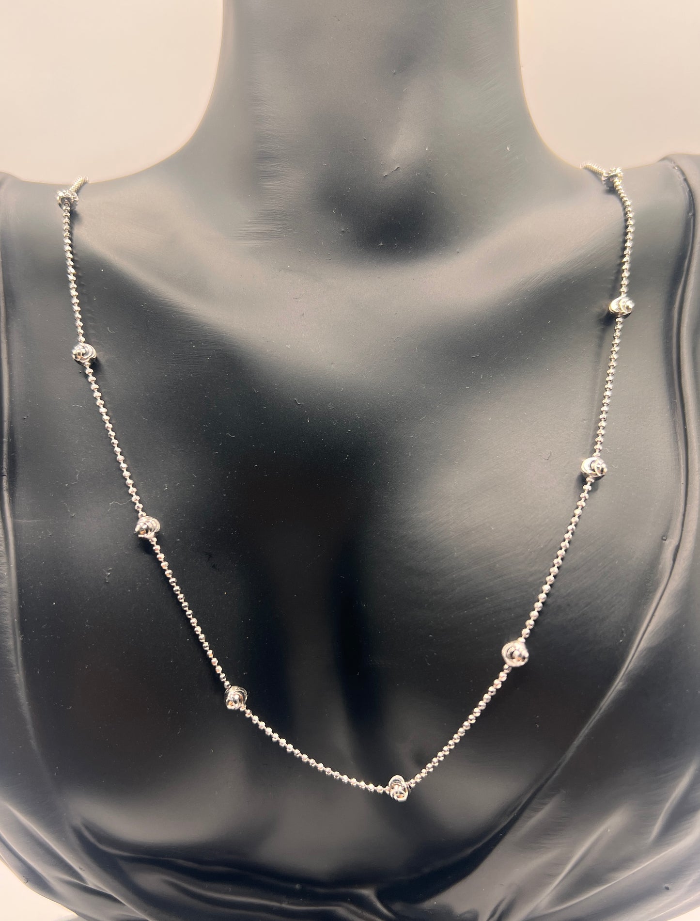 Solid 925 Sterling Silver Moon Cut Bead Chain, Alternating Ball Necklace for Men and Women, 14K Gold Plated or Rhodium Finished
