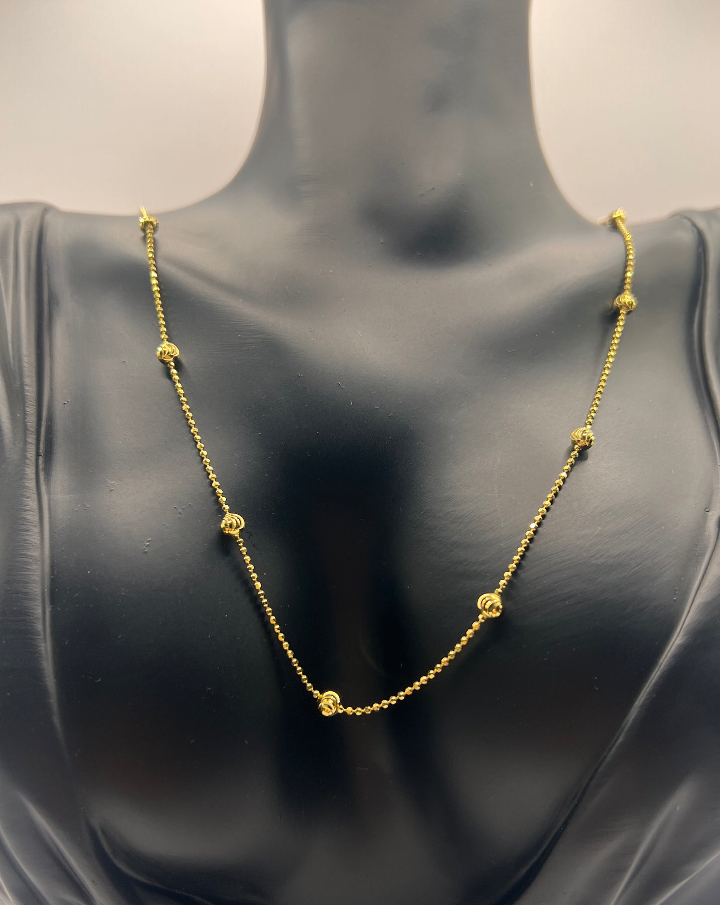 Solid 925 Sterling Silver Moon Cut Bead Chain, Alternating Ball Necklace for Men and Women, 14K Gold Plated or Rhodium Finished