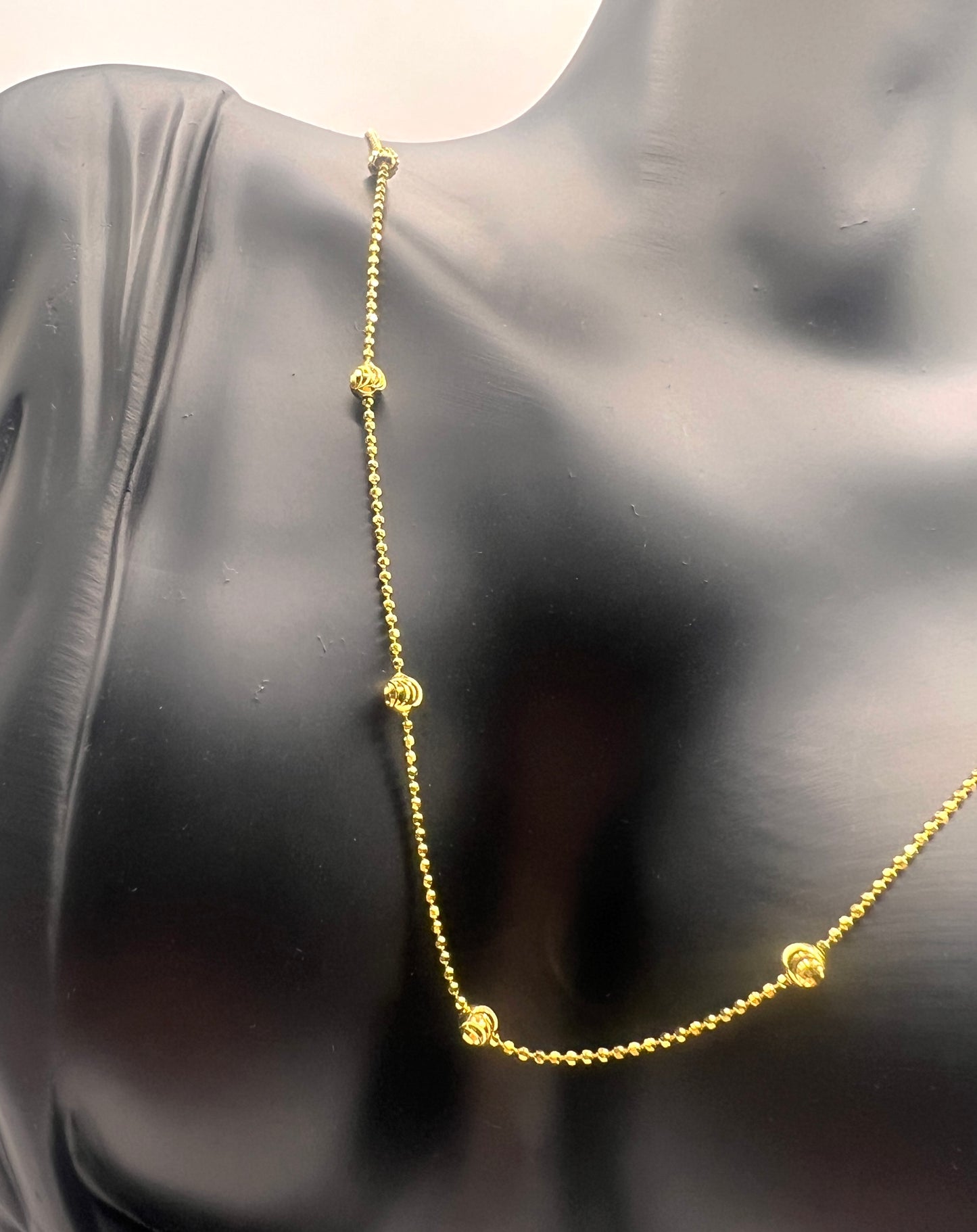 Solid 925 Sterling Silver Moon Cut Bead Chain, Alternating Ball Necklace for Men and Women, 14K Gold Plated or Rhodium Finished