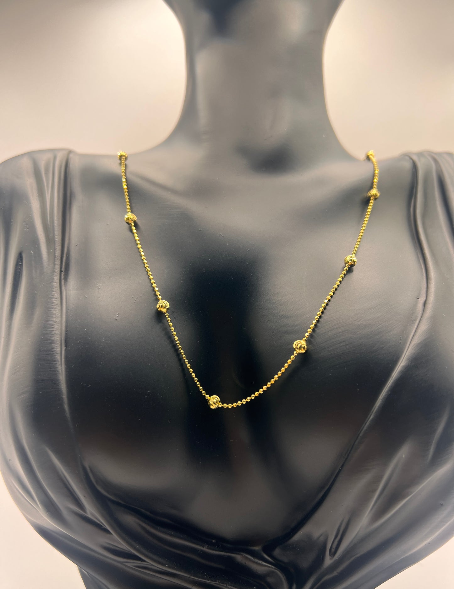 Solid 925 Sterling Silver Moon Cut Bead Chain, Alternating Ball Necklace for Men and Women, 14K Gold Plated or Rhodium Finished