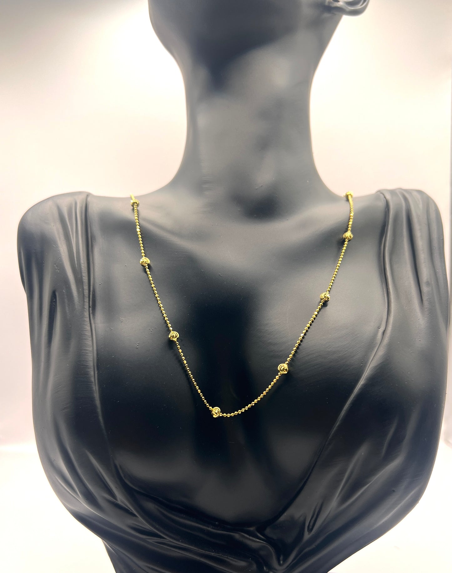 Solid 925 Sterling Silver Moon Cut Bead Chain, Alternating Ball Necklace for Men and Women, 14K Gold Plated or Rhodium Finished