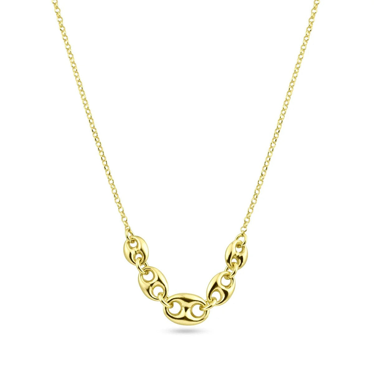 925 Sterling Silver Puffed Mariner Necklace Gold or Rhodium Plated Anchor Link Chain • Graduated Puff Link Choker Minimalist Statement Gift