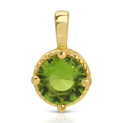 Solid 14K Gold Birthstone Pendant, 6mm Large Round Grain Fancy Beaded Charm for Women, Personalized Real Gold Birthday Gift for Her Stackable
