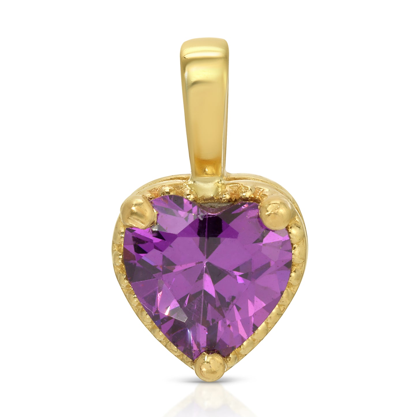 Solid 14K Gold Heart Birthstone Pendant, 925 Sterling Silver 6mm Large Grain Fancy Beaded Charm Necklace Personalized Gift for Her Stackable
