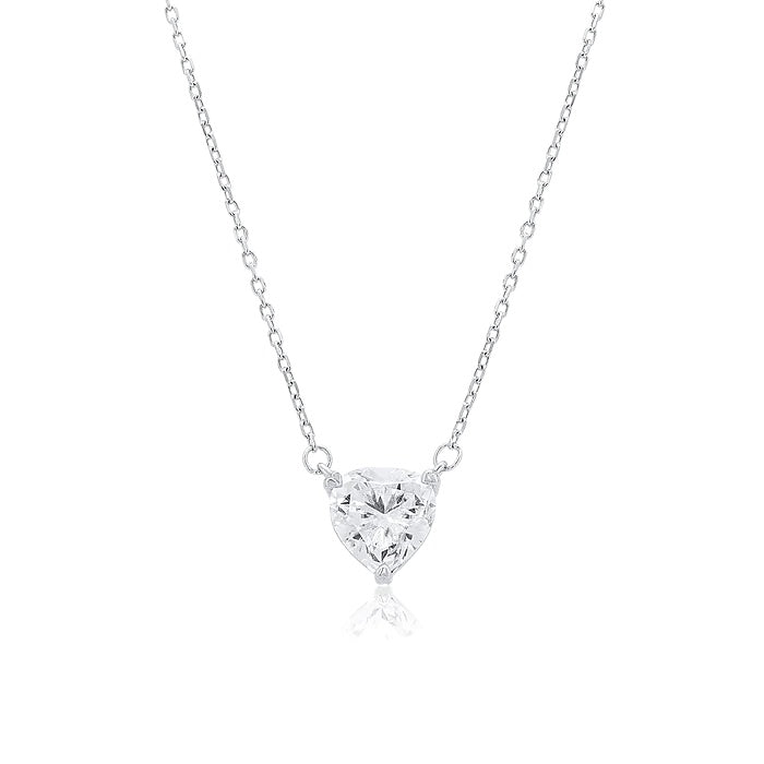 Sterling Silver Heart Moissanite Solitaire Necklace, GRA Certified