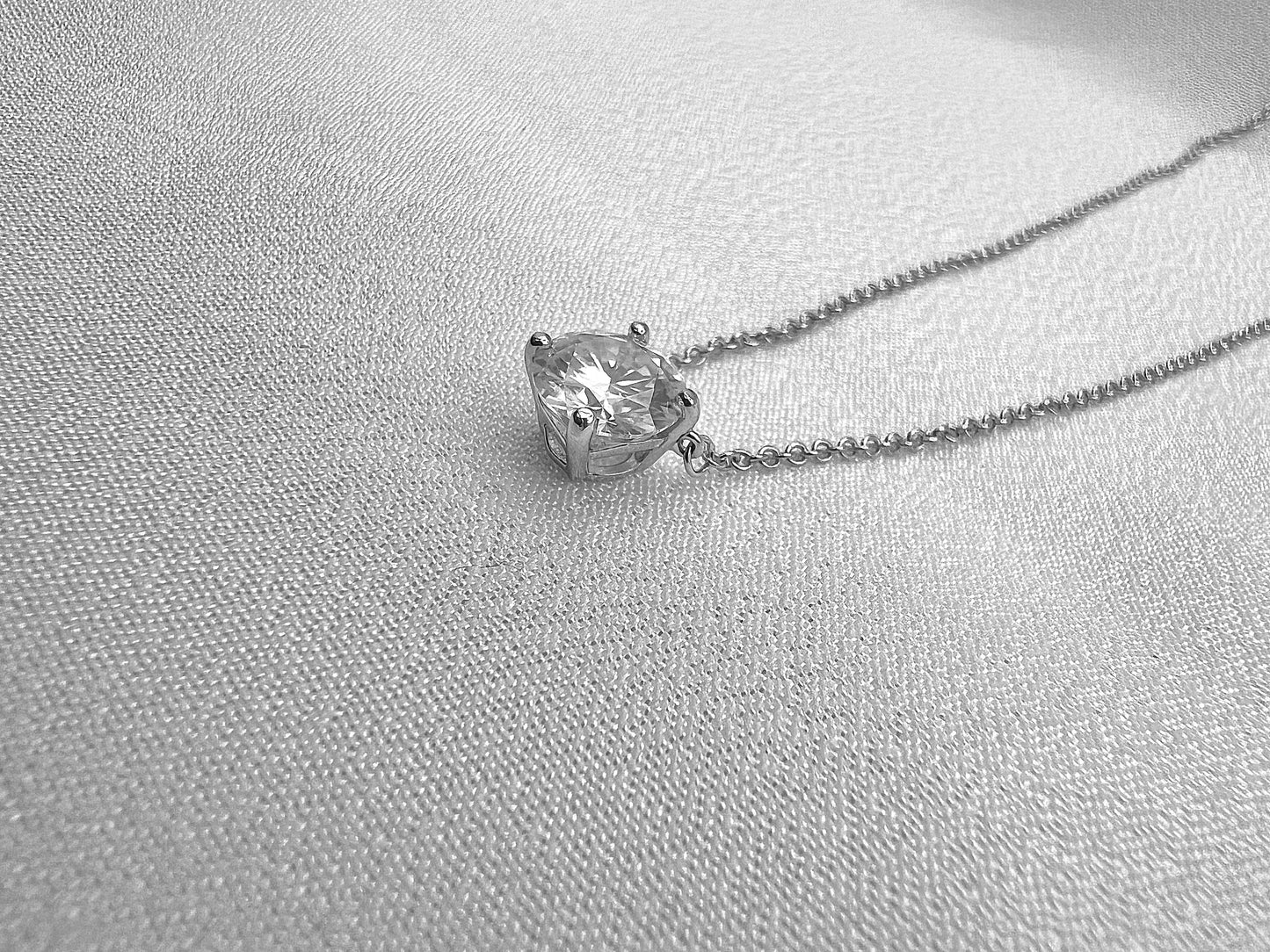 Sterling Silver Round Moissanite Solitaire Necklace – GRA Certified