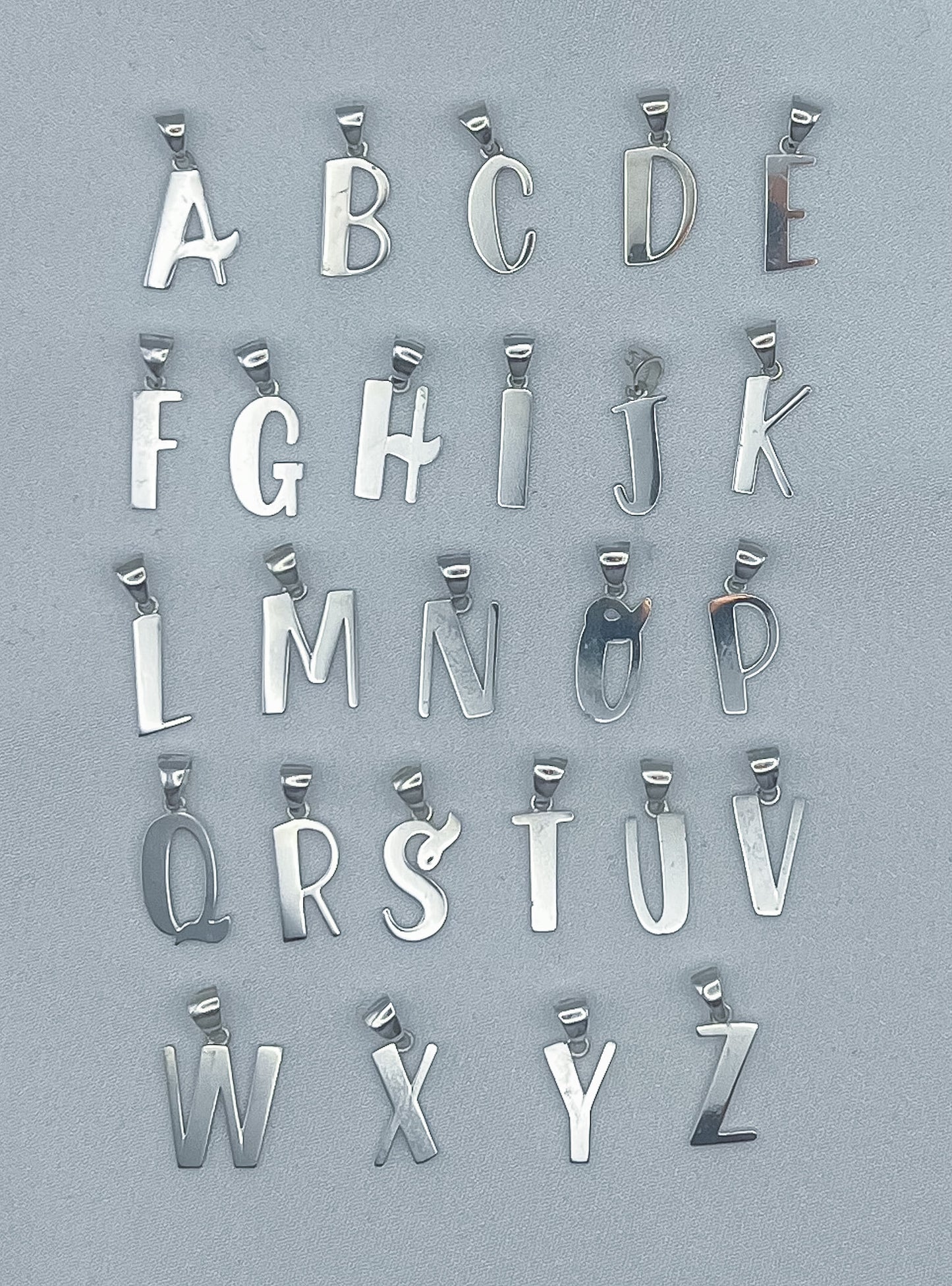 Funky Freshwave Initial Necklace - Cursive Script Style -  Handcrafted with 925 Sterling Silver - Everyday Wear - Nickel Free & Anti-Tarnish