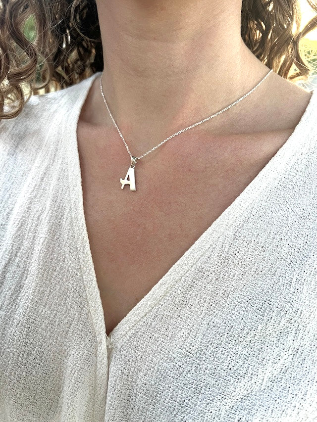 Custom Cursive Initial Necklace 925 Sterling Silver, Funky Freshwave Script Letter Pendant, Personalized Minimalist Monogram Gift for Her