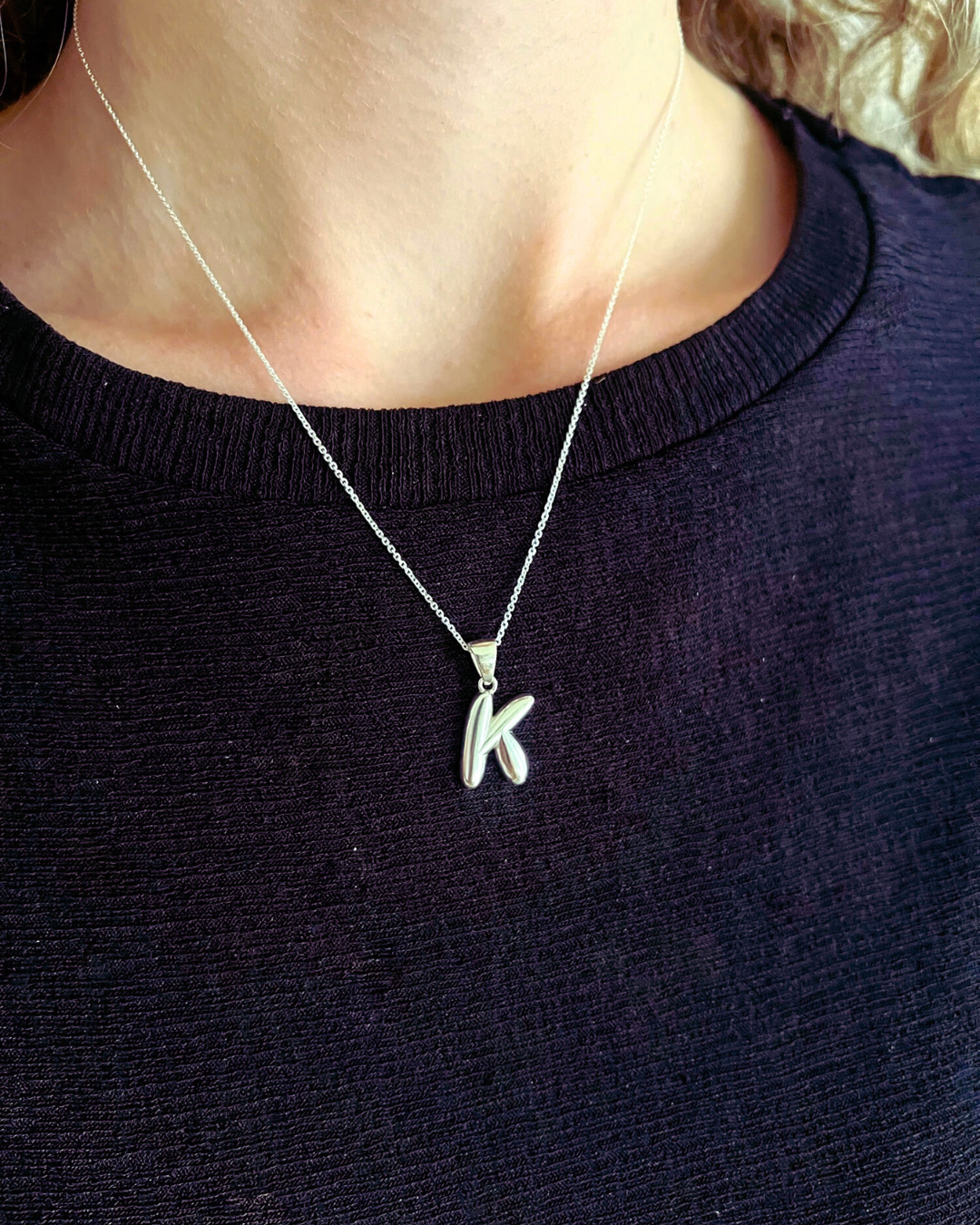 Chunky Bubble Initial Necklace - Everyday Jewelry - Personalized Initial Pendants - Dainty All Day Wear - Nickel Free & Anti-Tarnish