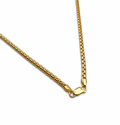 Solid 925 Sterling Silver Round Box Chain, 14K Gold Plated Rounded Venetian Link Necklace for Men & Women, Premium Pendant Chain 1.7mm to 3.3mm