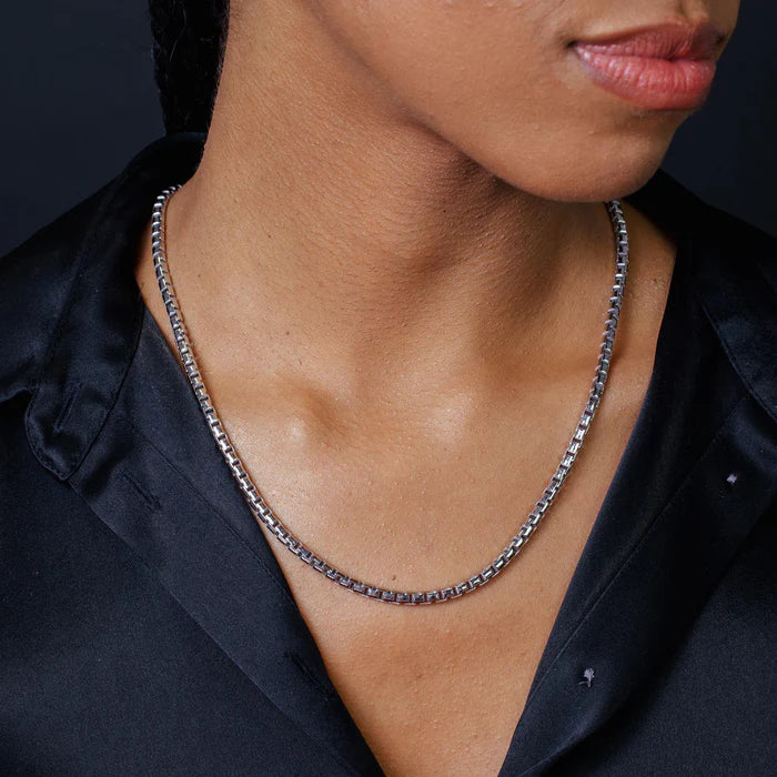Solid 925 Sterling Silver Round Box Chain, Venetian Link Necklace for Men & Women Smooth Round Box Necklace, Dainty Minimalist Pendant Chain