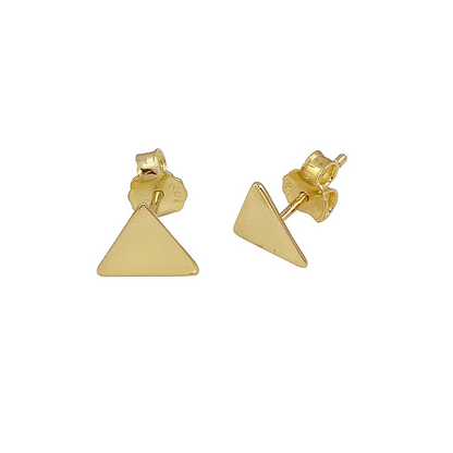 Gold Plated 925 Sterling Silver Geometric Stud Earrings, Custom Engraved Initial Studs Minimalist Heart Triangle Oval Earrings Gift For Her