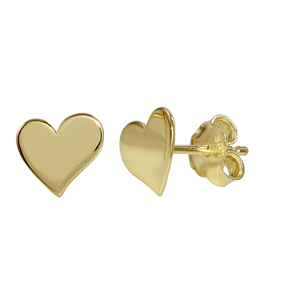 Gold Plated 925 Sterling Silver Geometric Stud Earrings, Custom Engraved Initial Studs Minimalist Heart Triangle Oval Earrings Gift For Her