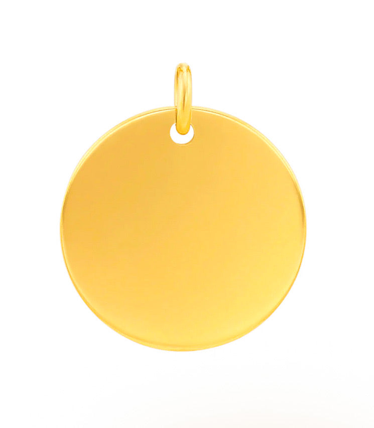 Solid 925 Sterling Silver Engravable Disc Pendant, Custom Name Medallion Necklace for Women, Premium Solid Silver High Polish Round Charm