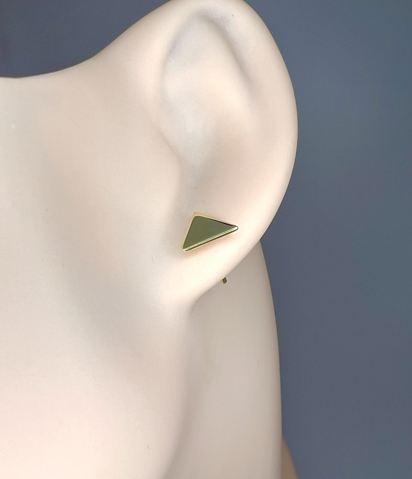 Gold Plated 925 Sterling Silver Geometric Stud Earrings, Custom Engraved Initial Studs Minimalist Heart Triangle Oval Earrings Gift For Her