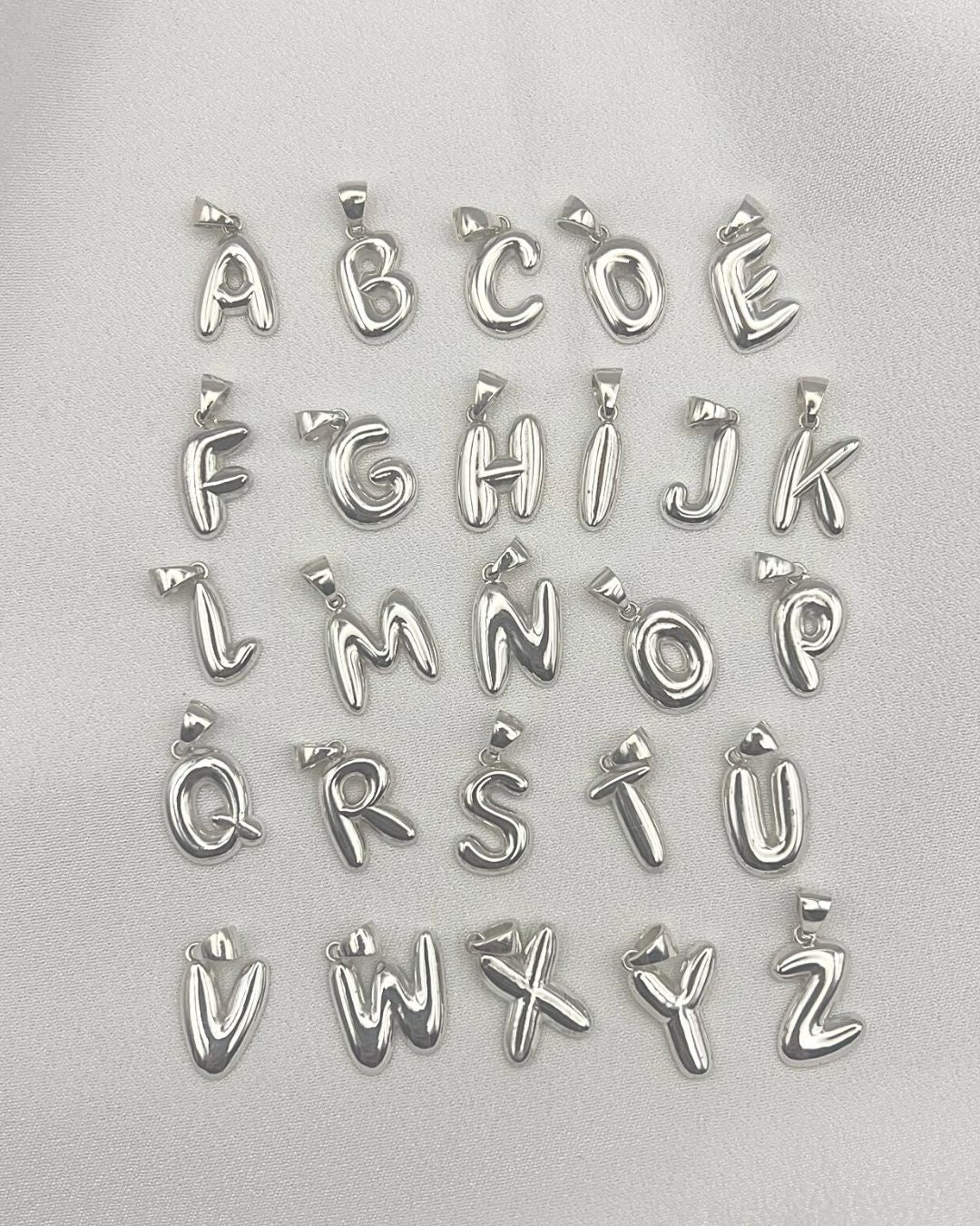 Chunky Bubble Initial Necklace - Everyday Jewelry - Personalized Initial Pendants - Dainty All Day Wear - Nickel Free & Anti-Tarnish