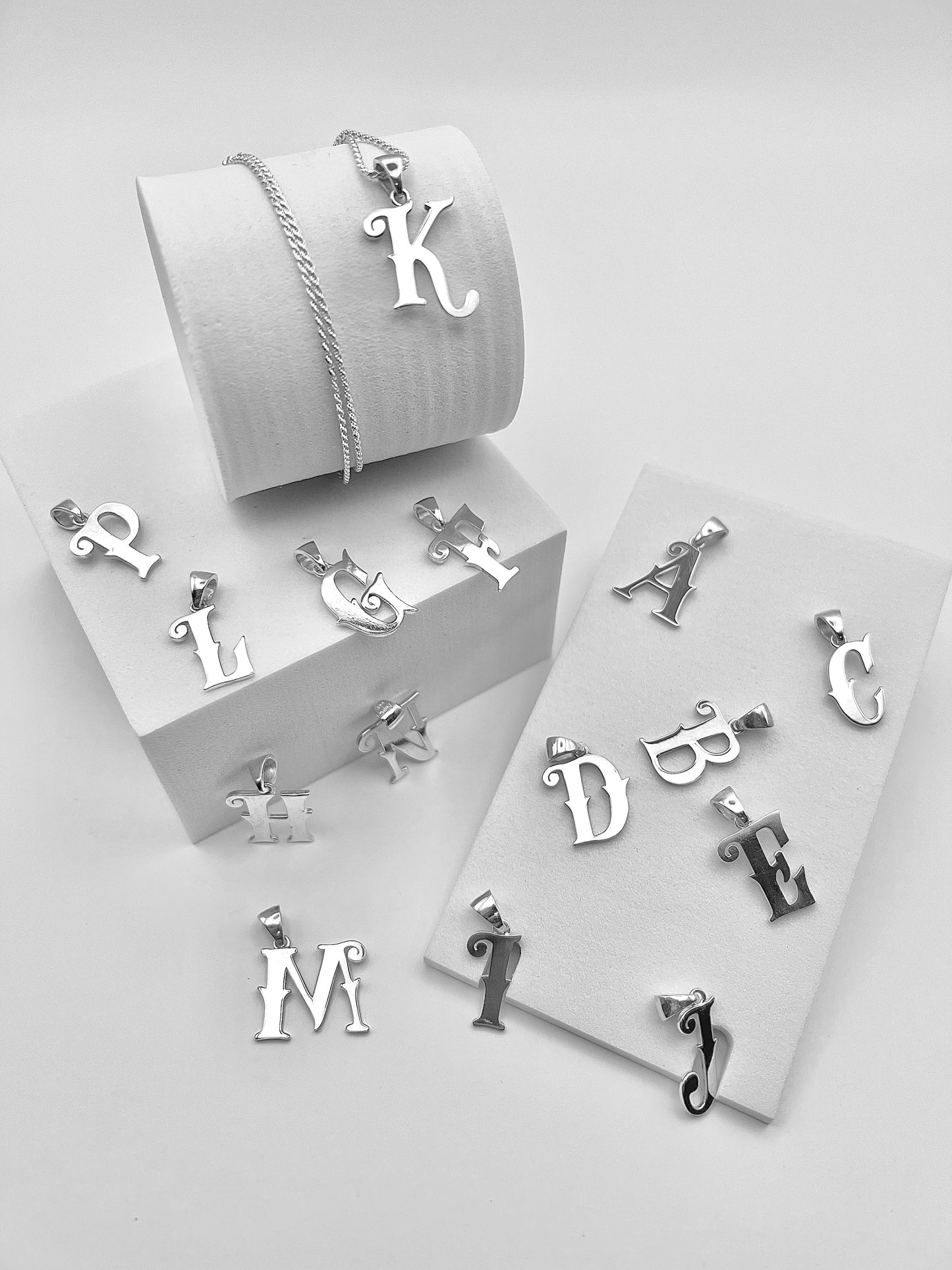 Uptown Thief Initial Necklace - Cursive Style High Polish Initials - 925 Sterling Silver - Everyday Wear - Nickel Free & Anti-Tarnish