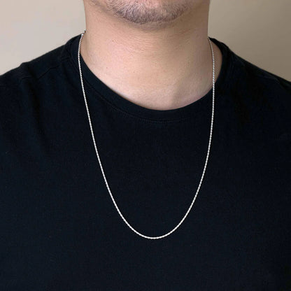 Solid 925 Sterling Silver Diamond Cut Rope Chain, High Polish Twisted Braid Necklace for Men & Women, Premium Silver Rope Chain Necklace