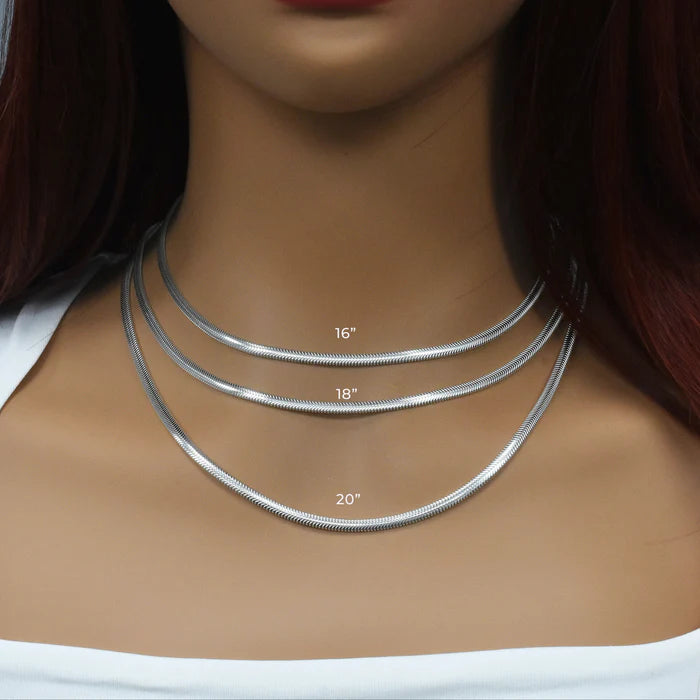 925 Sterling Silver Herringbone Style Snake Necklace, Flexible Ribbon Chain, High Polish Serpentine Necklace, Flexible Brazilian Link Chain