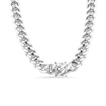 Solid 925 Sterling Silver Miami Cuban Link, Flat Curb for Men & Women, Heavy Thick Wristband, Premium Solid Silver Cuban Chain with Box Lock