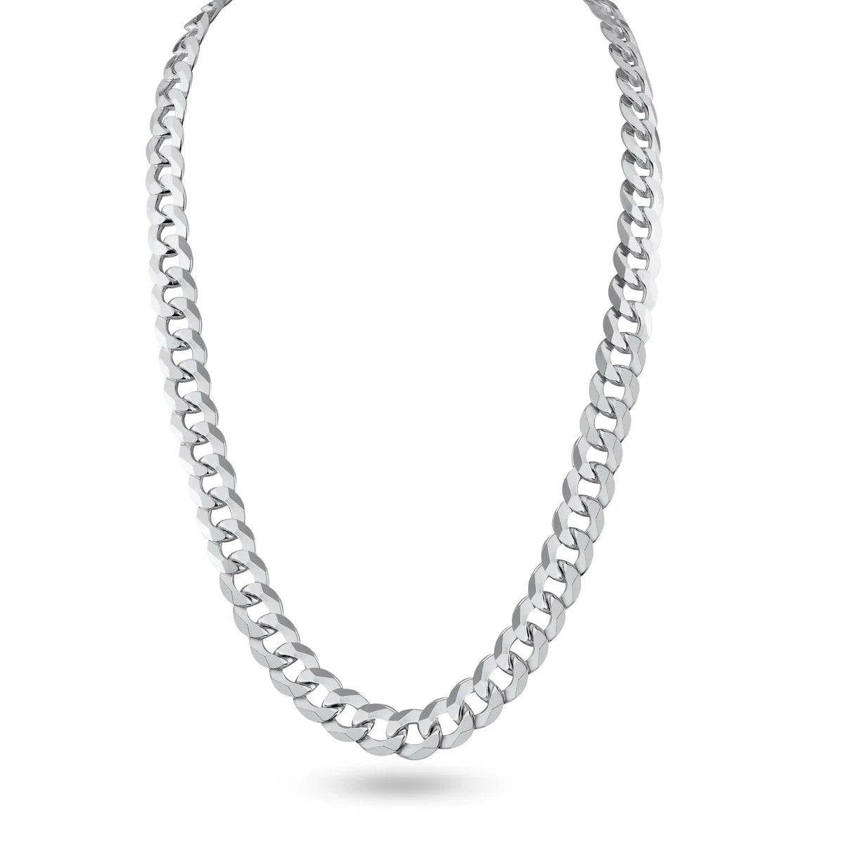 Solid 925 Sterling Silver Cuban Link Chain for all pendants, High Polish Flat Curb Necklace for Men & Women Thick Silver Curb Chain Necklace
