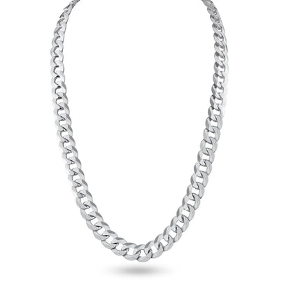 Solid 925 Sterling Silver Cuban Link Chain for all pendants, High Polish Flat Curb Necklace for Men & Women Thick Silver Curb Chain Necklace