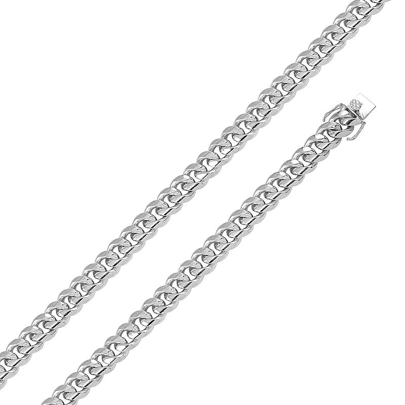 Solid 925 Sterling Silver Miami Cuban Link, Flat Curb for Men & Women, Heavy Thick Wristband, Premium Solid Silver Cuban Chain with Box Lock