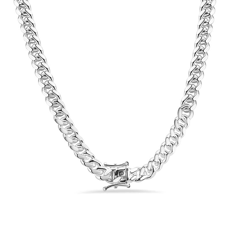 Solid 925 Sterling Silver Miami Cuban Link, Flat Curb for Men & Women, Heavy Thick Wristband, Premium Solid Silver Cuban Chain with Box Lock