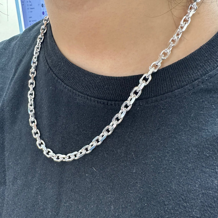 Solid 925 Sterling Silver Forza Tino Chain, Rounded Cable Link Necklace for Men & Women, Premium Solid Silver Heavy Duty Cable Chain